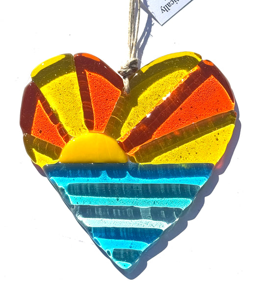 Sunshine’s in my heart fused glass suncatcher - The C Glass Studio