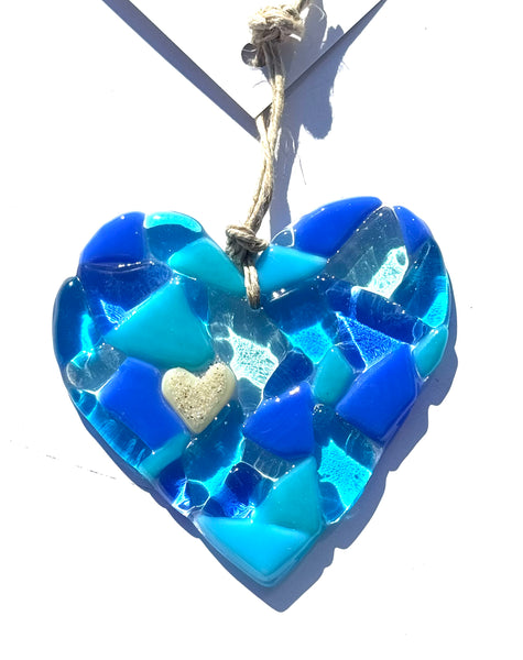 My hearts at the beach suncatcher - The C Glass Studio