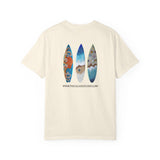 Surfboard Art T-Shirt — Coastal Wave Trio Graphic (The C Glass Studio)