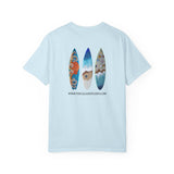 Surfboard Art T-Shirt — Coastal Wave Trio Graphic (The C Glass Studio)