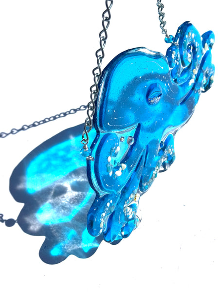 Fused glass octopus suncatcher