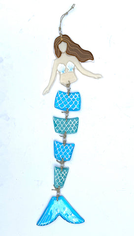 Mermaid fused glass art