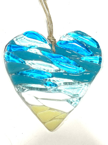 Fused glass heart suncatcher 5x5 - The C Glass Studio