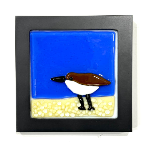 Sandpiper fused glass art