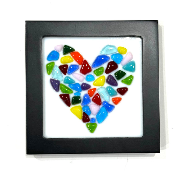 Fused glass heart art
