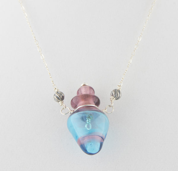 Vessel Bead Necklace Purple and Blue —The C Glass Studio