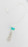 LBI Beach Sand Bead Tassel Necklace with Pearl extender —The C Glass Studio