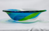Blue/Green Fused Glass Wave Bowl —The C Glass Studio