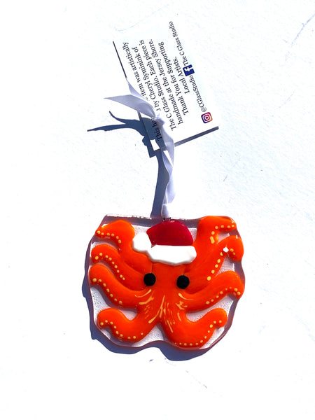 Octopus Fused Glass Ornament
