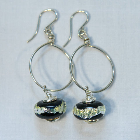 Black Foil Bead Earrings —The C Glass Studio