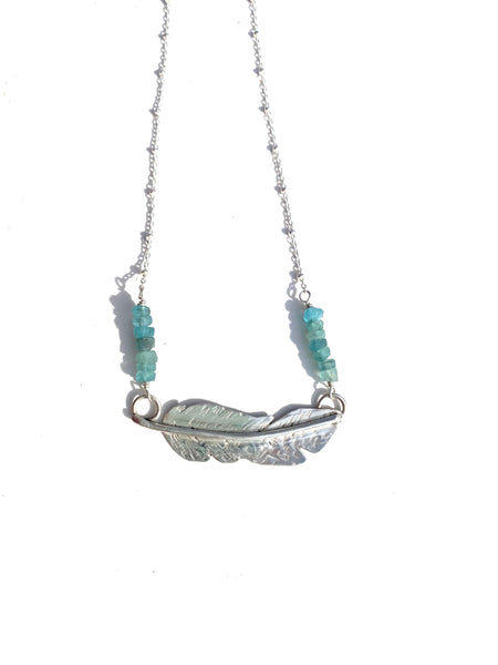 Sterling silver feather necklace —The C Glass Studio