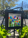 Floral fused glass garden stake
