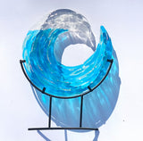12” Wave Fused Glass Sculpture