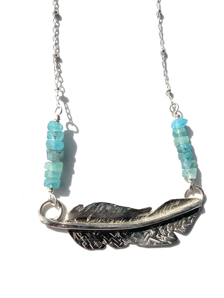 Sterling silver feather necklace —The C Glass Studio