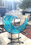 12” Wave Fused Glass Sculpture