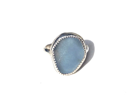 Periwinkle authentic sea glass ring —The C Glass Studio