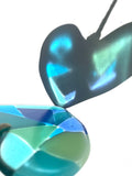 Fused glass rainbow hearts