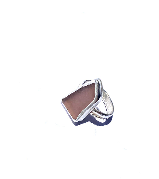 Seaglass sterling silver ring