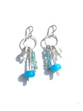 Handmade glass bead earrings with aquamarine and sterling silver —The C Glass Studio