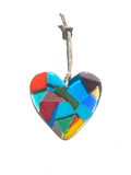 Fused glass rainbow hearts