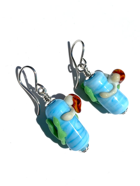 Mermaid glass bead earrings
